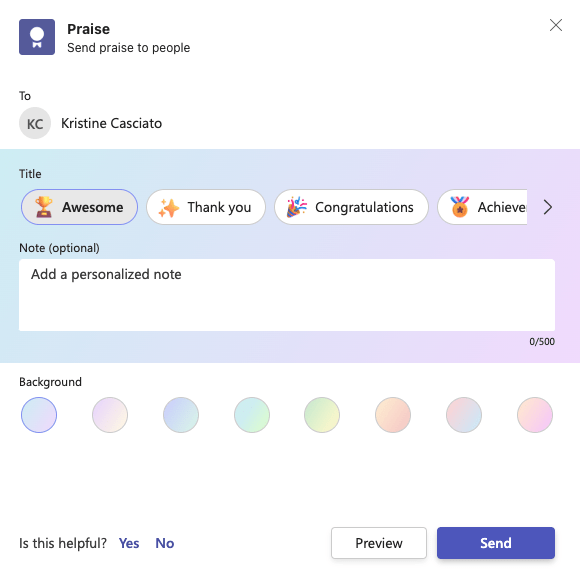 MS Teams Praise set up MS Teams Praise