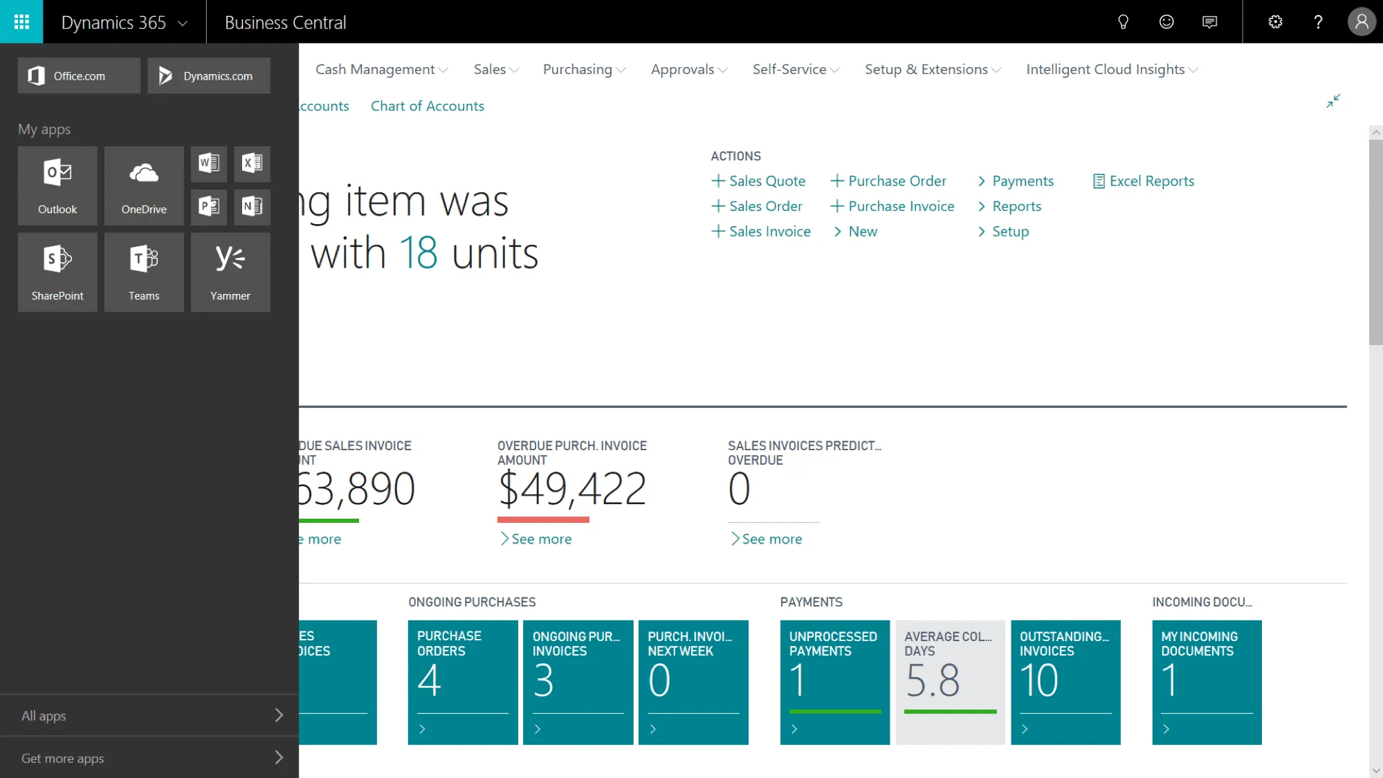 Dynamics 365 Business Central Screenshot