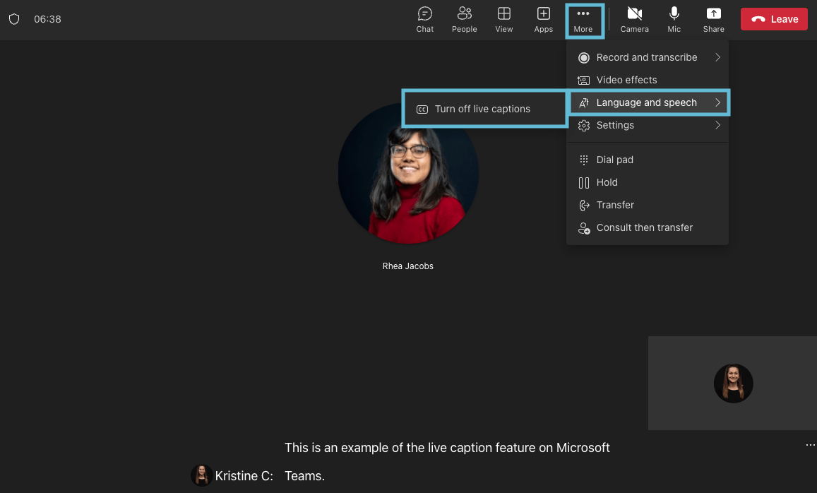 MS Teams Live Caption