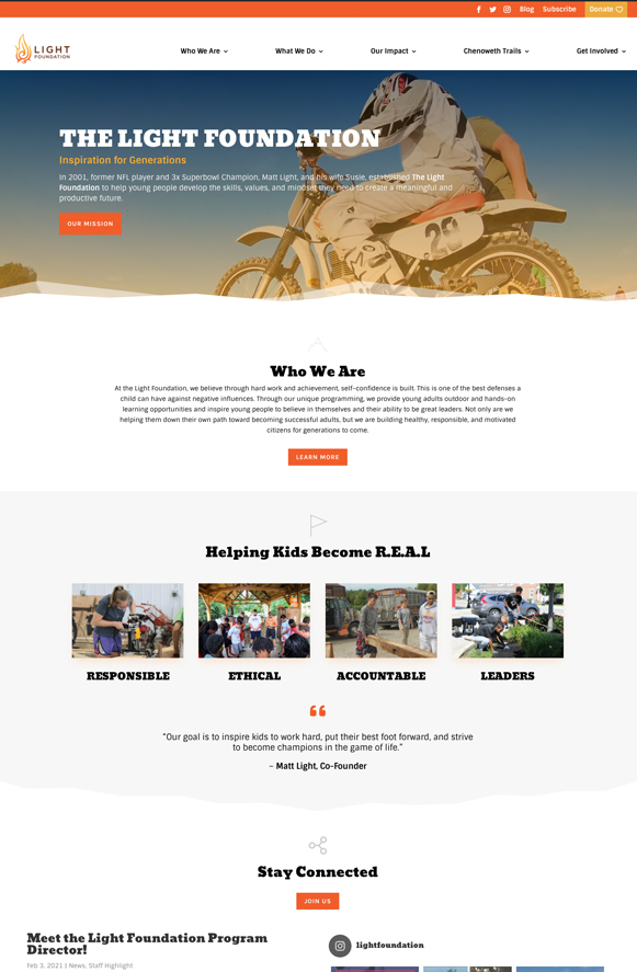 The Light Foundation website The Light Foundation website