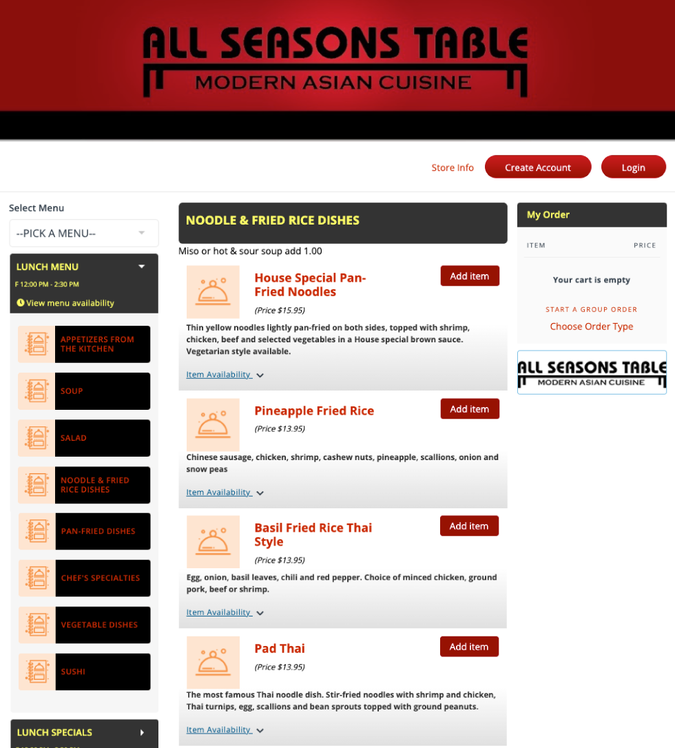 Visually Engaging Restaurant Website for All Seasons Table GraVoc