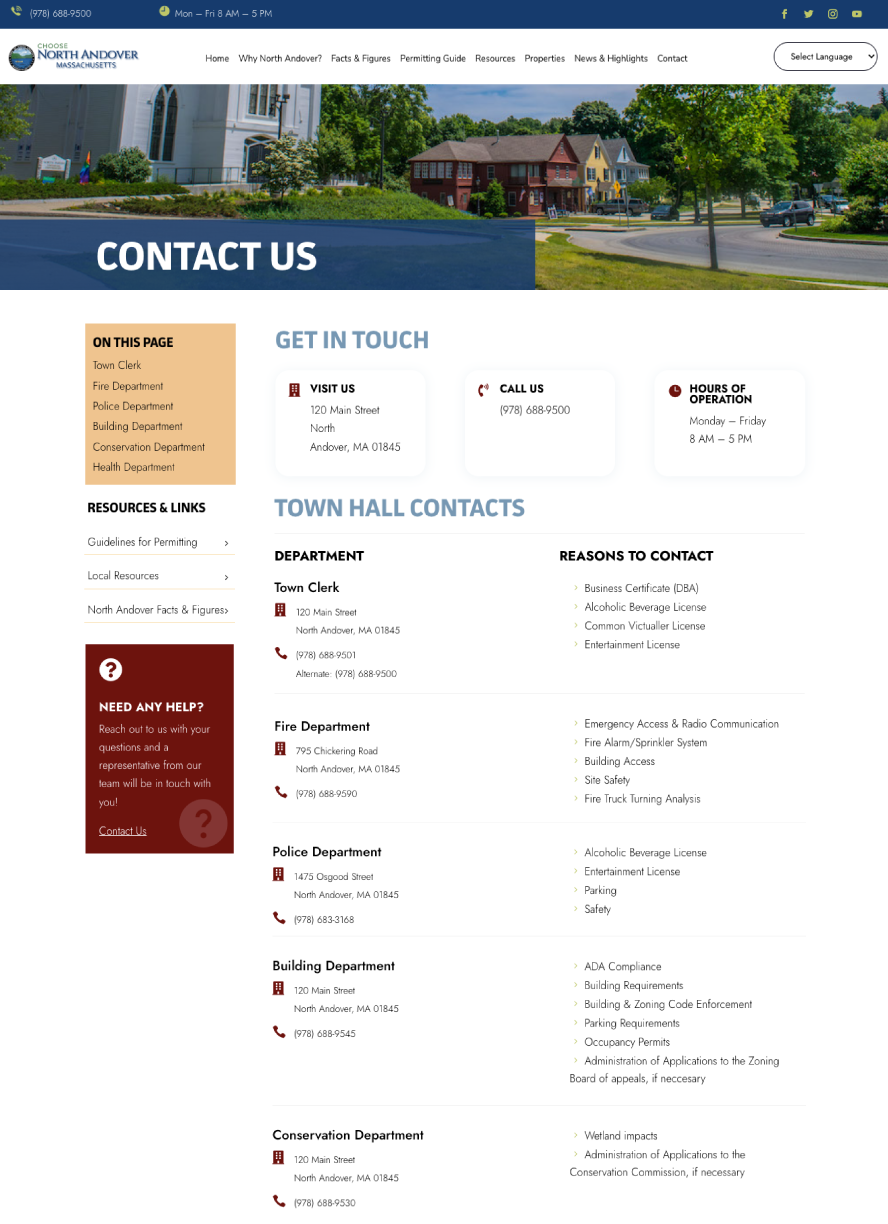 Choose North Andover Contact