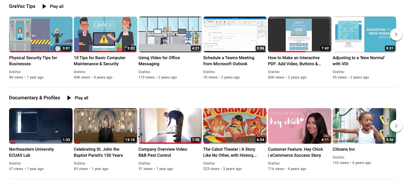 GraVoc YouTube Playlists