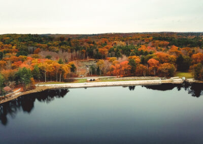 A lake drone photo in the fall