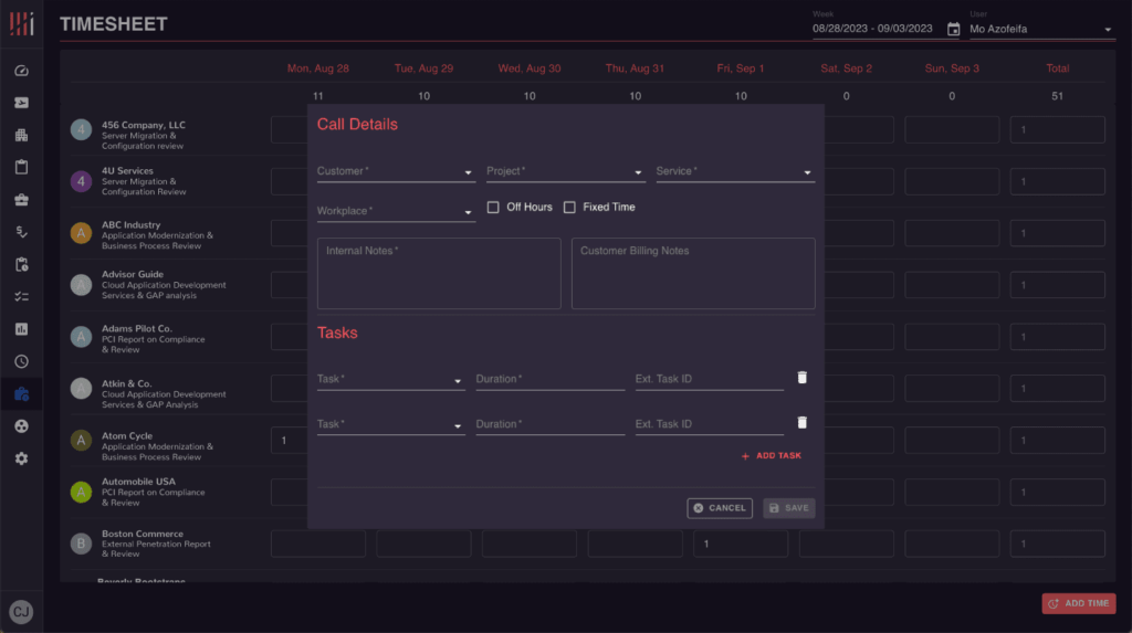Timesheet iNRTiA