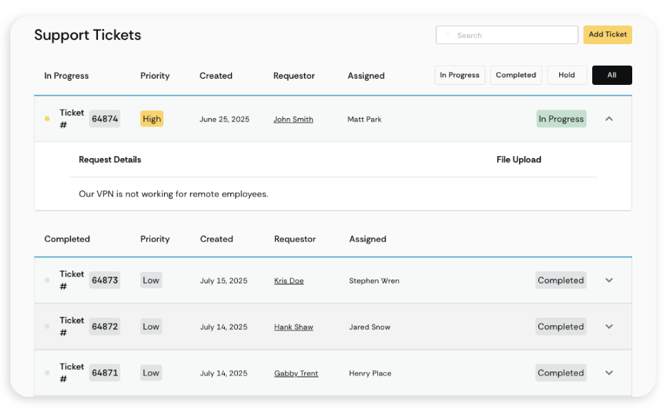 Support Tickets Support Tickets