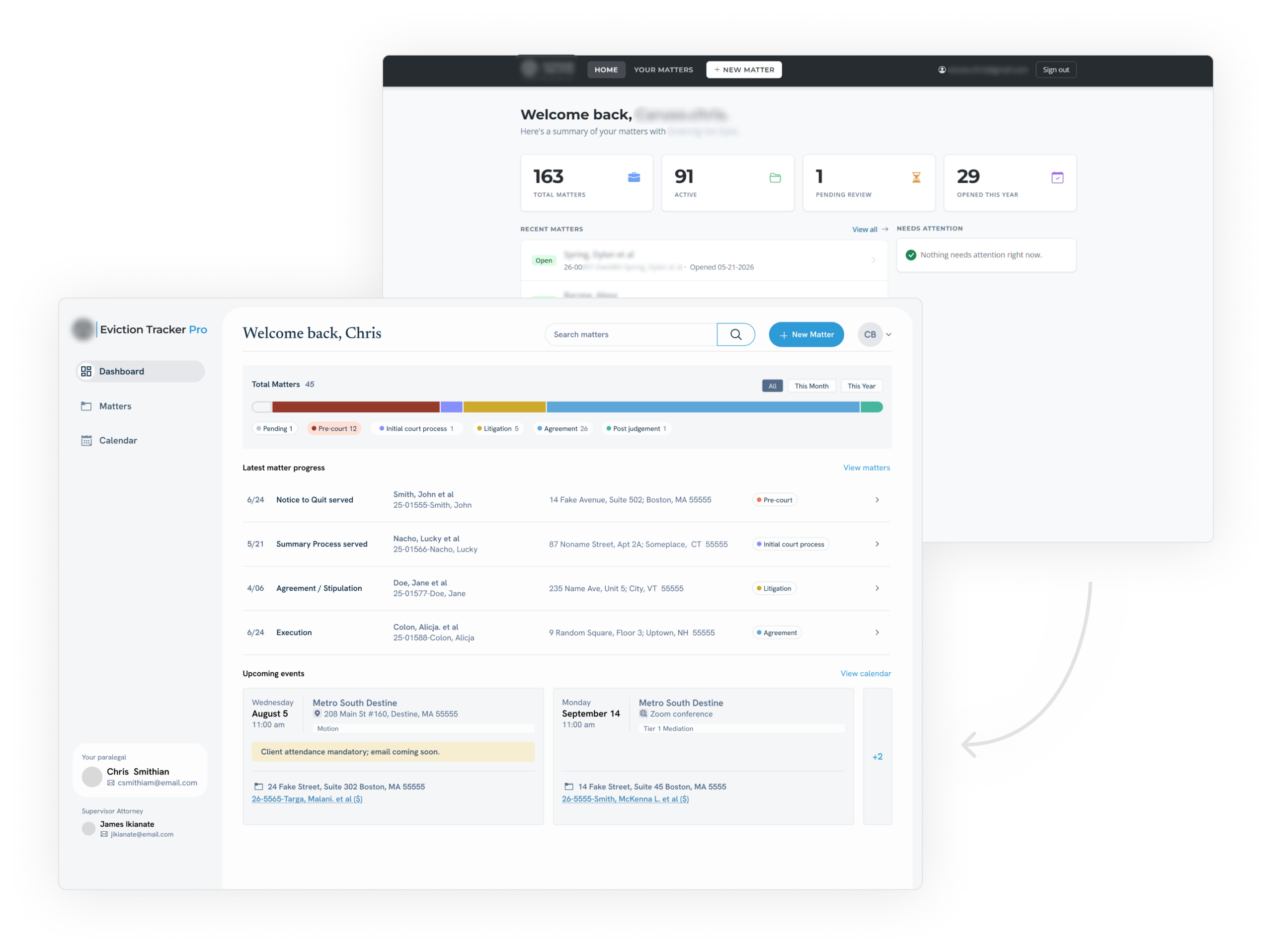 Before-After-LAW APP Law firm app - dashboard, before and after